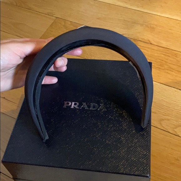 Black Silk Prada Logo Headband - Picture 3 of 7